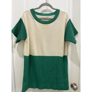 Maison Margiela Color Block Short Sleeve Crew Neck Sweater Sz S